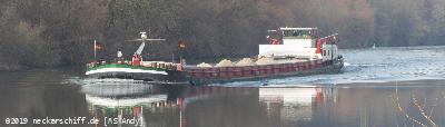 Bild: MS Andy beladen mit Sand auf dem Neckar zu Berg im Januar 2020.
