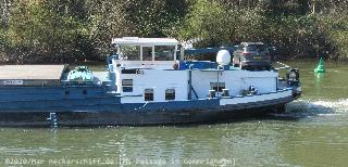 Bild: Das relativ kurze Heck der MS Passage. Auffällig auch die beiden Bullaugen am Ende des Laderaums.