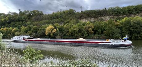 Bild: MS Pauline Anette im Okt. 2022 auf dem Neckar zu Tal. 